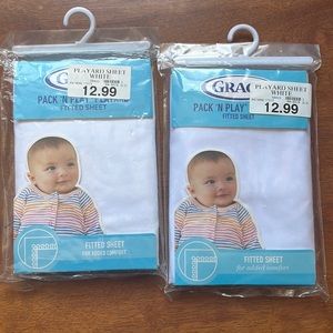 Graco Pack ‘n Play playard fitted sheet sheets white NIP NWT 39” x 27” inch